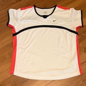 Nike White Tee with Coral Panels and Black Trim